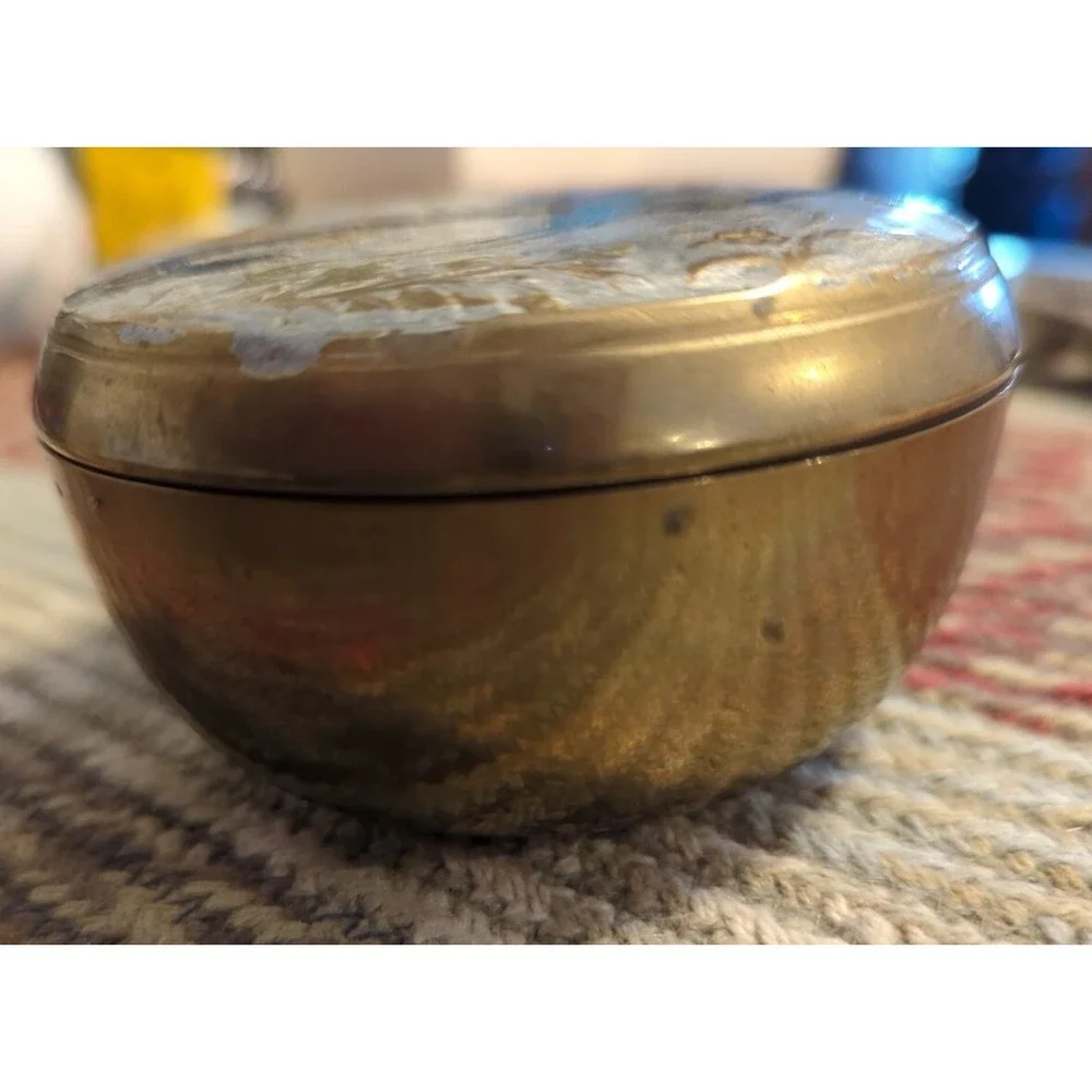 Vintage India Brass RARE Painted Blue Macaw Parrot Trinket Jewelery Lidded Box